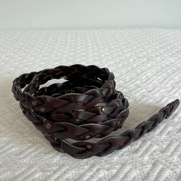 VINTAGE Dark Brown Braided Western Boho Belt - Picture 2 of 7